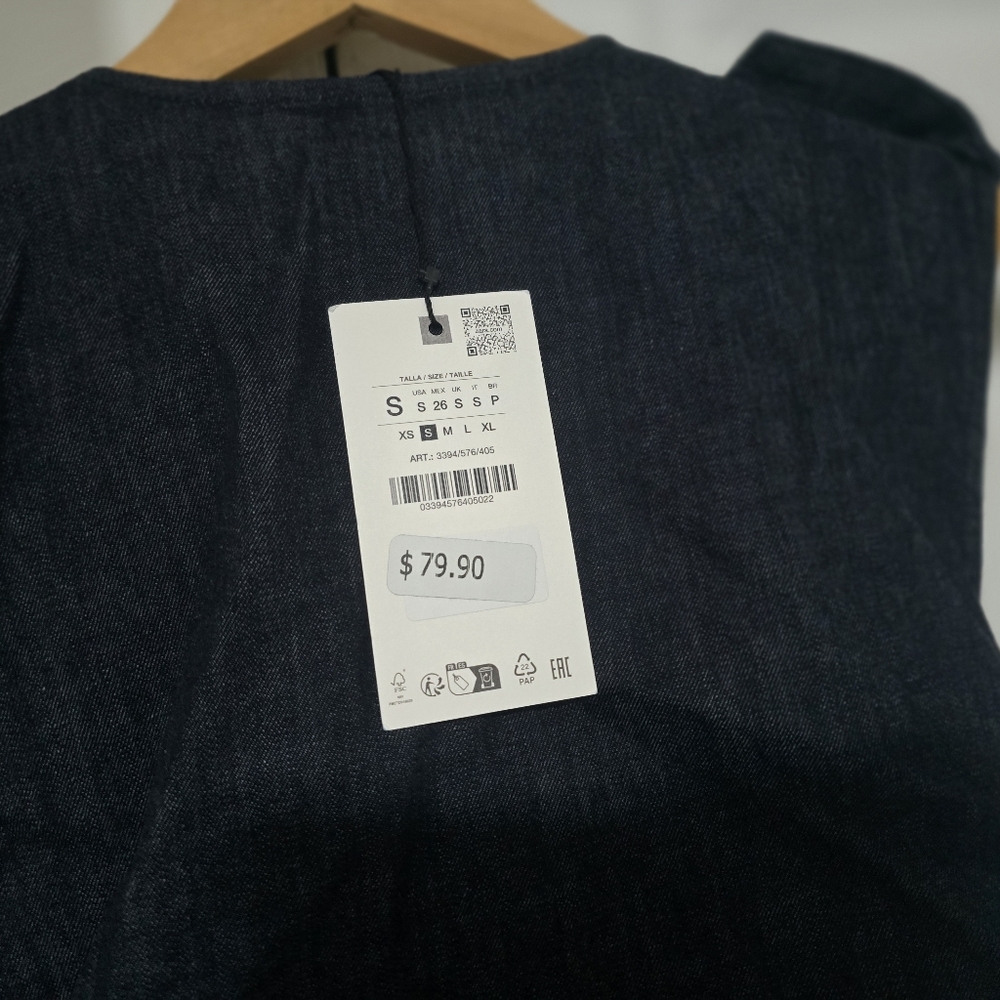 Zara Dark Blue Denim Midi Dress with Gold Accents - Picture 11 of 16